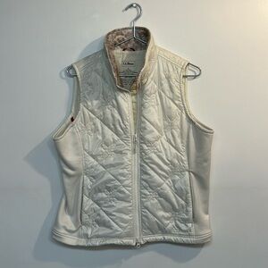 L.L.Bean brand women’s puffer vest size L cream/white color